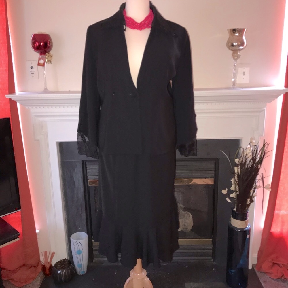 Tania Bella | Black Two Piece Plus Size Skirt Suit